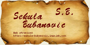 Sekula Bubanović vizit kartica